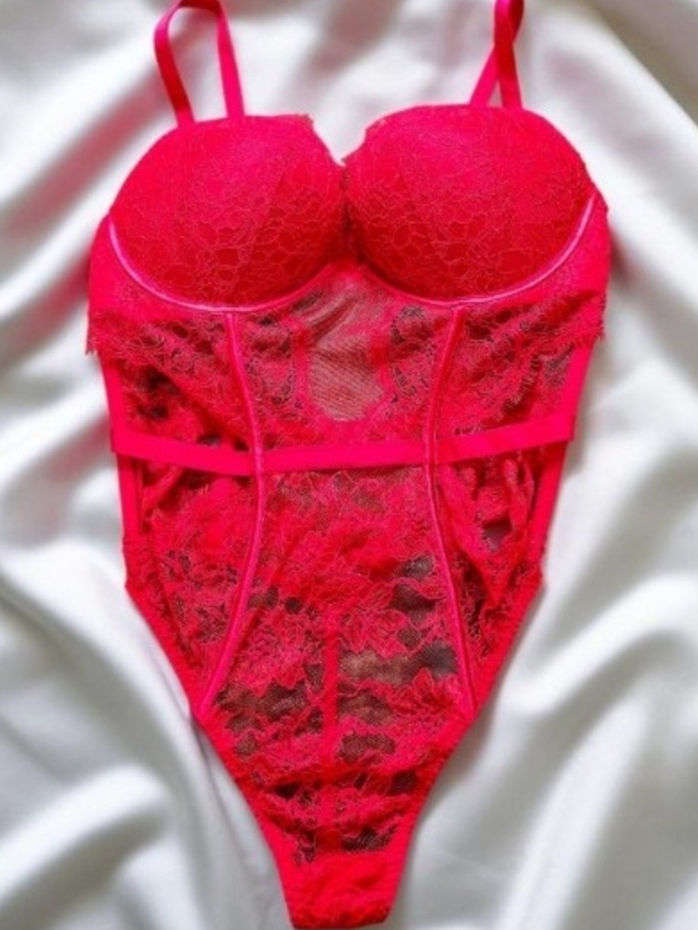 Victoria's Secret Fuchsia Lace Bodysuit